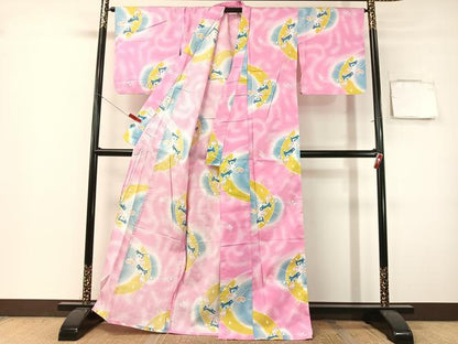 平和屋着物∴夏物　浴衣　綿紅梅　跳び兎　綿　逸品　CABG7675vp
