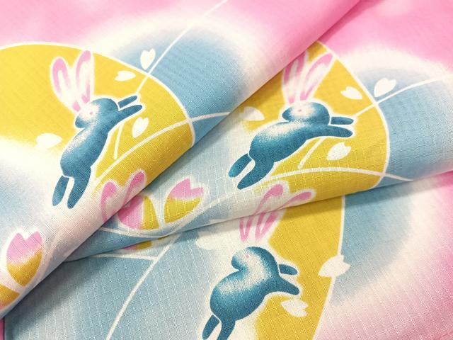平和屋着物∴夏物　浴衣　綿紅梅　跳び兎　綿　逸品　CABG7675vp