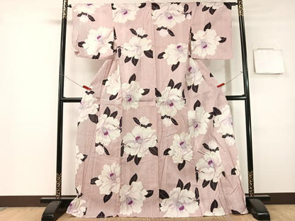 平和屋着物∴夏物　浴衣　舞花文　金彩　綿麻　逸品　CABG7678vp