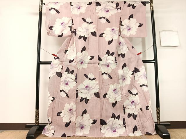 平和屋着物∴夏物　浴衣　舞花文　金彩　綿麻　逸品　CABG7678vp