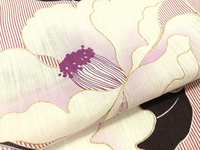 平和屋着物∴夏物　浴衣　舞花文　金彩　綿麻　逸品　CABG7678vp