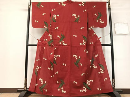 平和屋着物∴夏物　浴衣　綿紅梅　鈴蘭　綿　逸品　CABG7680vp