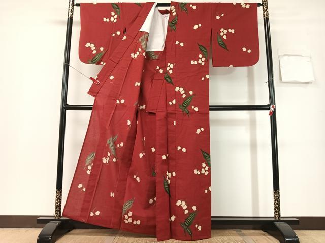 平和屋着物∴夏物　浴衣　綿紅梅　鈴蘭　綿　逸品　CABG7680vp