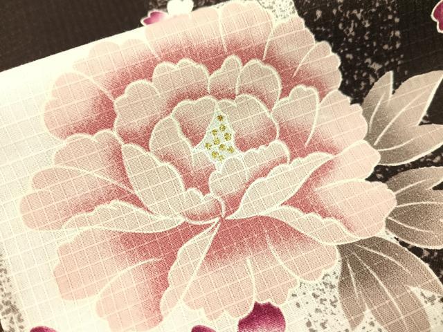 平和屋着物∴夏物　浴衣　綿紅梅　市松舞花文　金彩　綿　逸品　CABG7681vp