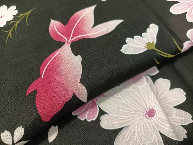 平和屋着物∴夏物　浴衣　金魚　舞花文　黒地　綿　逸品　CABG7682vp