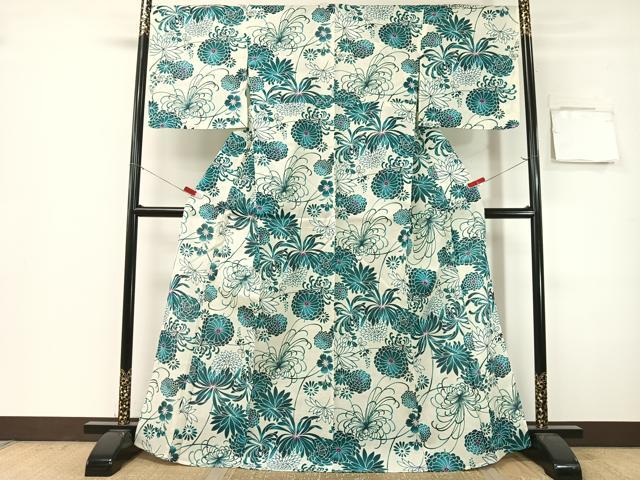 平和屋着物∴夏物　浴衣　綿紅梅　乱菊　綿　逸品　未使用　CABG7683vp