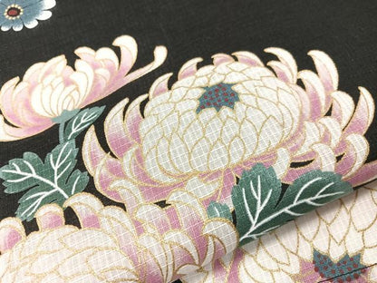 平和屋着物∴夏物　浴衣　綿紅梅　乱菊　黒地　金彩　綿　逸品　CABG7686vp