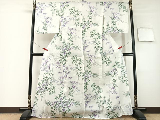 平和屋着物∴夏物　浴衣　綿紅梅　藤花房　銀彩　綿　逸品　CABG7687vp