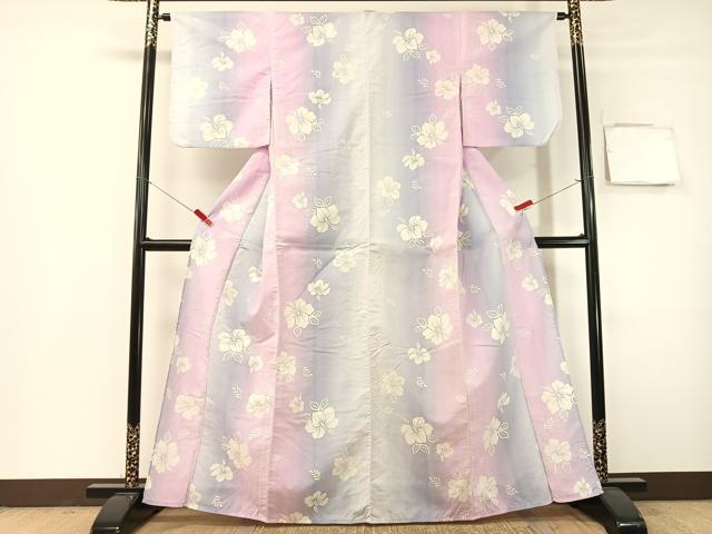 平和屋着物∴夏物　浴衣　ハイビスカス　CABG7689vp