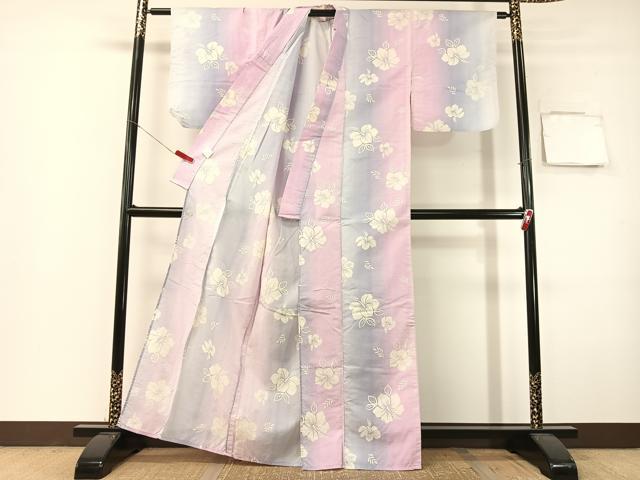 平和屋着物∴夏物　浴衣　ハイビスカス　CABG7689vp