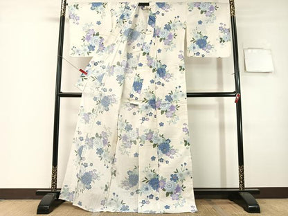 平和屋着物∴夏物　浴衣　綿紅梅　草花文　綿　逸品　CABG7690vp