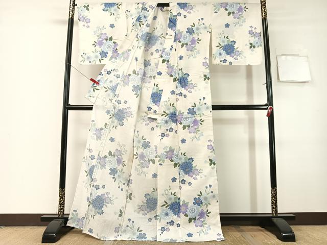 平和屋着物∴夏物　浴衣　綿紅梅　草花文　綿　逸品　CABG7690vp