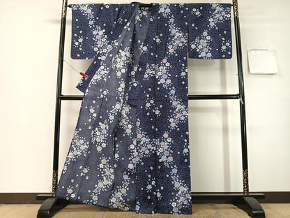 平和屋着物∴夏物　浴衣　綿紅梅　流水花文　綿　逸品　CABG7691vp