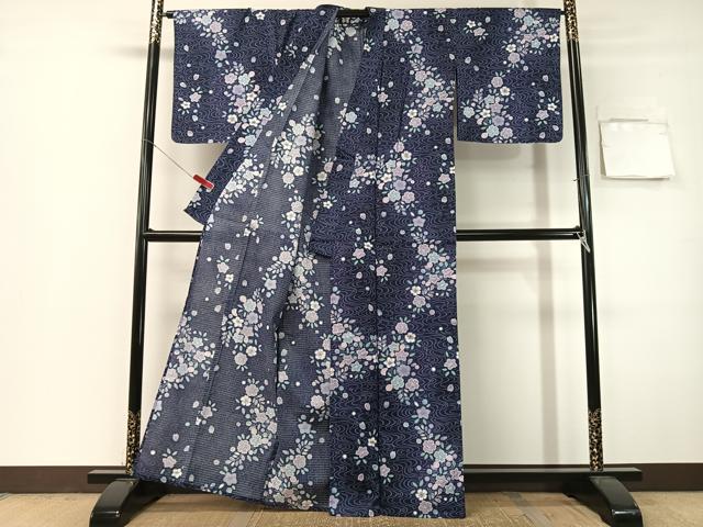 平和屋着物∴夏物　浴衣　綿紅梅　流水花文　綿　逸品　CABG7691vp