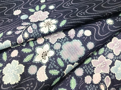 平和屋着物∴夏物　浴衣　綿紅梅　流水花文　綿　逸品　CABG7691vp