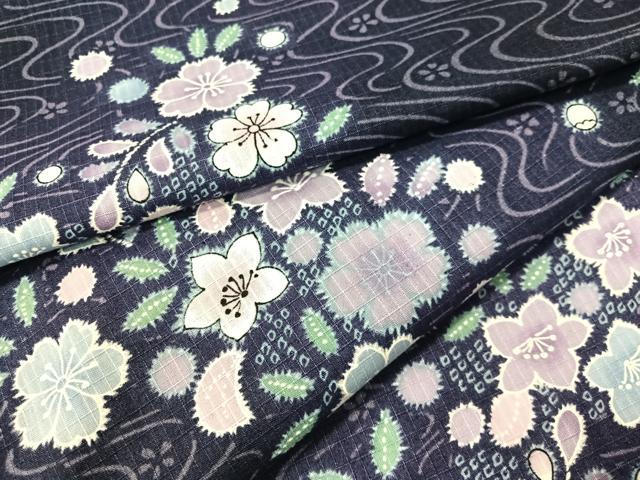 平和屋着物∴夏物　浴衣　綿紅梅　流水花文　綿　逸品　CABG7691vp