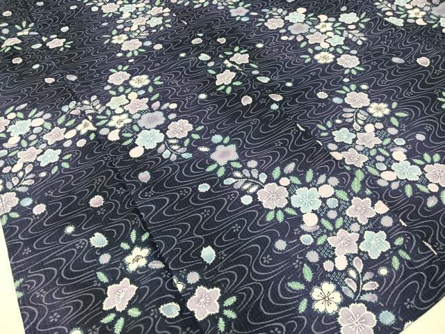 平和屋着物∴夏物　浴衣　綿紅梅　流水花文　綿　逸品　CABG7691vp