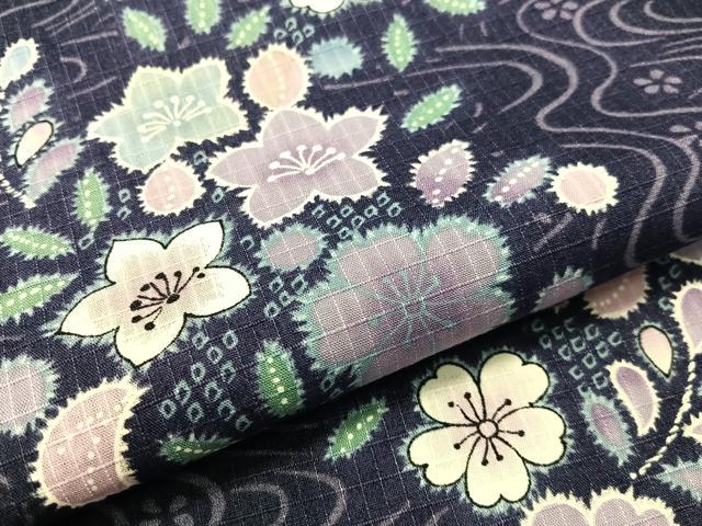平和屋着物∴夏物　浴衣　綿紅梅　流水花文　綿　逸品　CABG7691vp