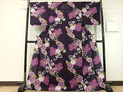 平和屋着物∴夏物　浴衣　綿紅梅　草花文　ロング丈　綿　逸品　CABG7692vp