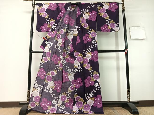 平和屋着物∴夏物　浴衣　綿紅梅　草花文　ロング丈　綿　逸品　CABG7692vp