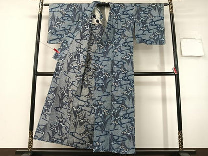 平和屋着物∴夏物　浴衣　流水杜若　リップル生地　綿　逸品　CABG7694vp