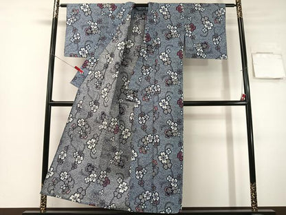 平和屋着物∴夏物　浴衣　蔦花文　リップル生地　綿　逸品　CABG7695vp