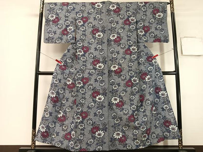 平和屋着物∴夏物　浴衣　草花文　リップル生地　綿　逸品　CABG7696vp