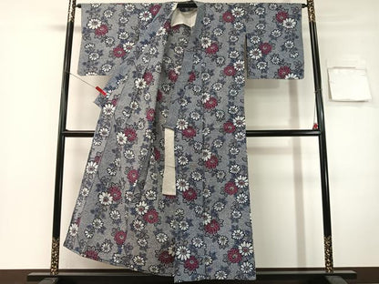 平和屋着物∴夏物　浴衣　草花文　リップル生地　綿　逸品　CABG7696vp
