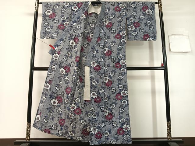 平和屋着物∴夏物　浴衣　草花文　リップル生地　綿　逸品　CABG7696vp