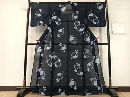 平和屋着物∴夏物　浴衣　夢工房　変わり絽　撫子丸文　綿　逸品　CABG7698vp