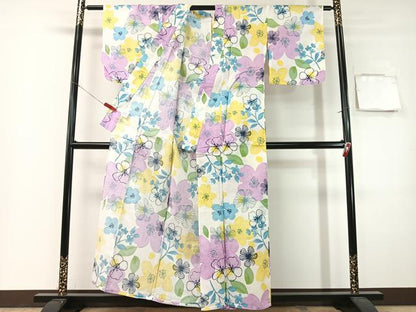 平和屋着物∴夏物　浴衣　綿紅梅　舞花文　綿　逸品　CABG7701vp