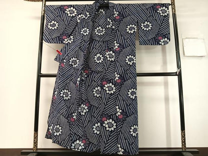 平和屋着物∴夏物　浴衣　向日葵　リップル生地　綿　逸品　CABG7702vp