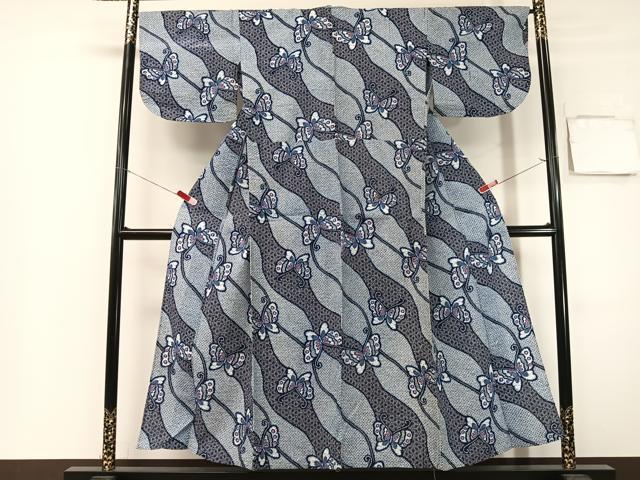 平和屋着物∴夏物　浴衣　舞蝶文　リップル生地　綿　逸品　CABG7704vp