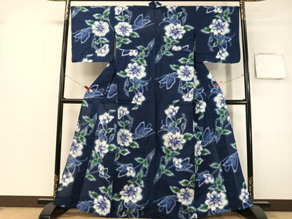 平和屋着物∴世界的ファッションデザイナー　山本寛斎　kansaiブランド　夏物　浴衣　舞蝶花文　綿　逸品　CABG7705vp