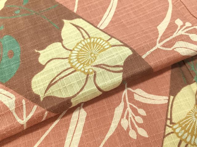平和屋着物∴夏物　浴衣　綿紅梅　草花文　綿　逸品　CABG7708vp