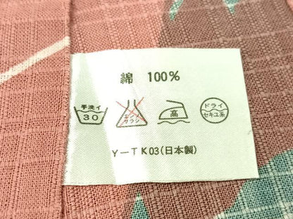 平和屋着物∴夏物　浴衣　綿紅梅　草花文　綿　逸品　CABG7708vp