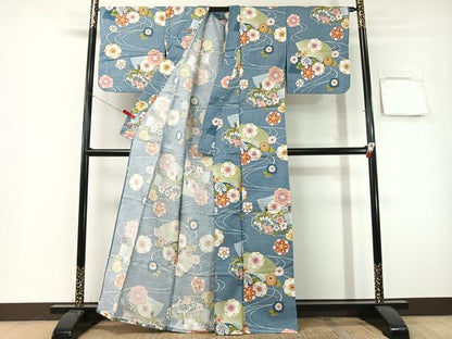 平和屋着物∴夏物　浴衣　縦絽　流水地紙鼻文　綿　逸品　CABG7715vp