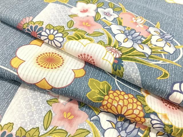 平和屋着物∴夏物　浴衣　縦絽　流水地紙鼻文　綿　逸品　CABG7715vp