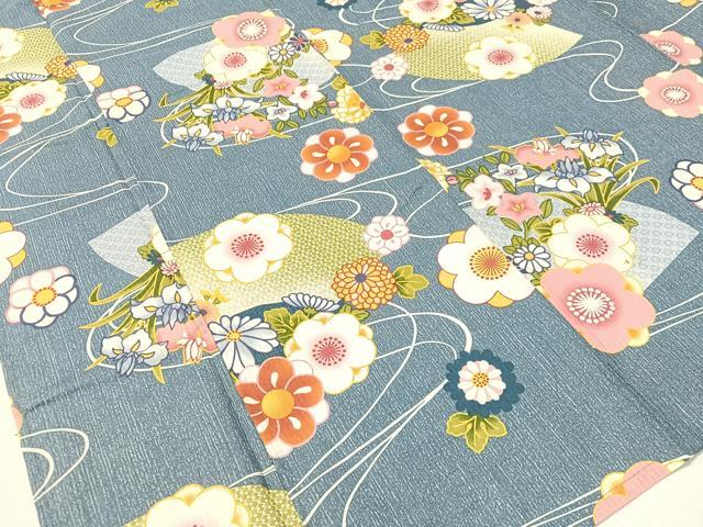 平和屋着物∴夏物　浴衣　縦絽　流水地紙鼻文　綿　逸品　CABG7715vp