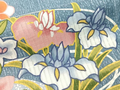 平和屋着物∴夏物　浴衣　縦絽　流水地紙鼻文　綿　逸品　CABG7715vp
