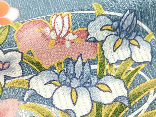 平和屋着物∴夏物　浴衣　縦絽　流水地紙鼻文　綿　逸品　CABG7715vp