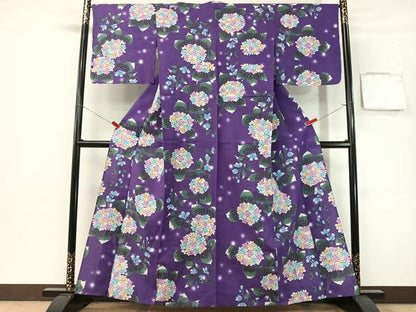 平和屋着物∴夏物　浴衣　紫陽花　綿　逸品　CABG7716vp
