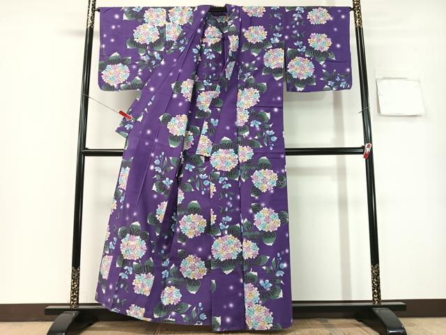 平和屋着物∴夏物　浴衣　紫陽花　綿　逸品　CABG7716vp