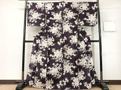 平和屋着物∴夏物　浴衣　夢工房　草花文　綿　逸品　CABG7717vp