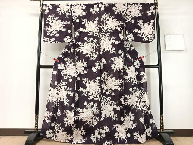 平和屋着物∴夏物　浴衣　夢工房　草花文　綿　逸品　CABG7717vp
