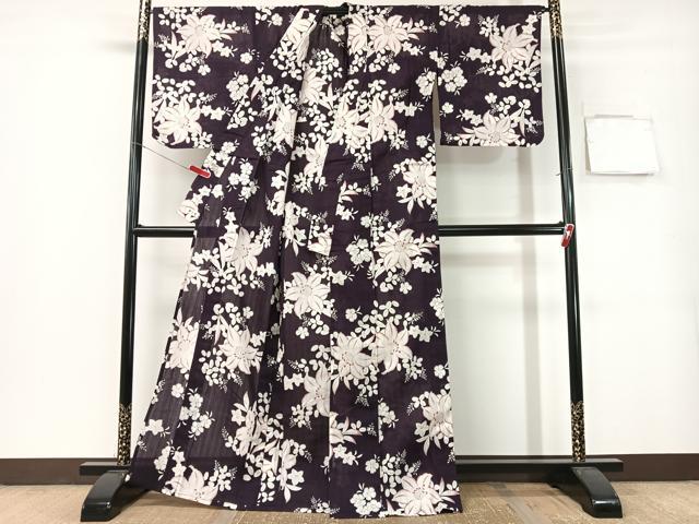 平和屋着物∴夏物　浴衣　夢工房　草花文　綿　逸品　CABG7717vp