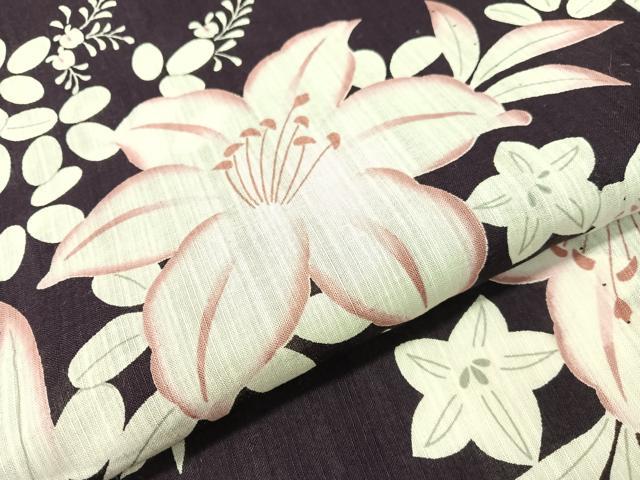 平和屋着物∴夏物　浴衣　夢工房　草花文　綿　逸品　CABG7717vp
