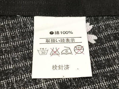 平和屋着物∴夏物　浴衣　雪輪花文　黒地　金彩　綿　逸品　CABG7718vp