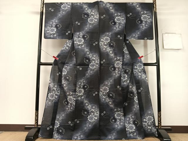 平和屋着物∴夏物　浴衣　綿紅梅　手描き　流水菊花文　綿　逸品　CABG7719vp