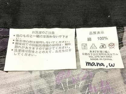 平和屋着物∴夏物　浴衣　牡丹　黒地　綿　逸品　CABG7720vp